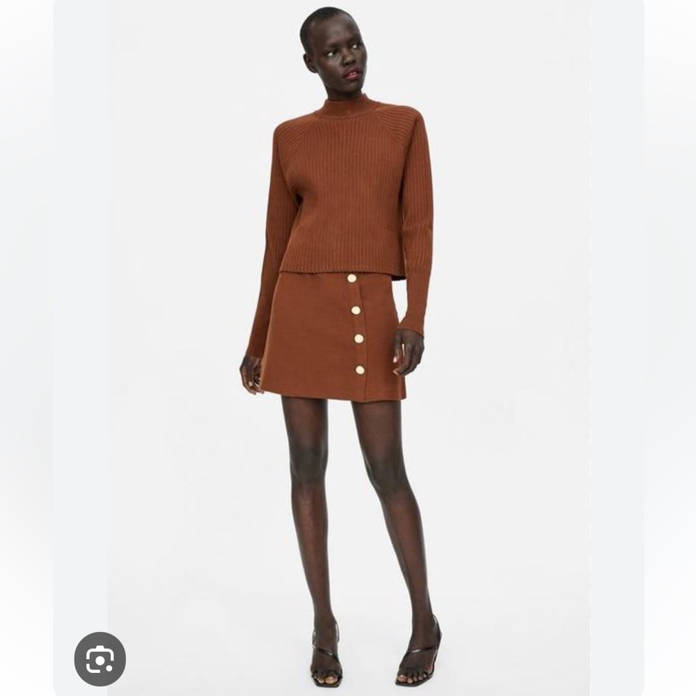 Zara BUNDLE (2) brown knit sweater set sz small